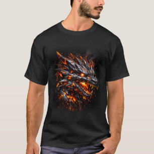 Molten Lava Dragon Head Fire Fantasy T-Shirt