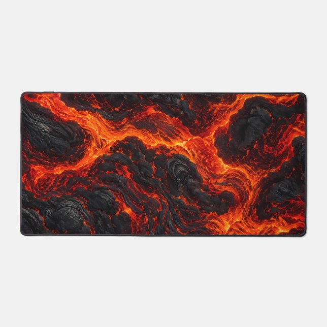 Molten Lava Flow | Volcanic Fire Texture Desk Mat (Front)