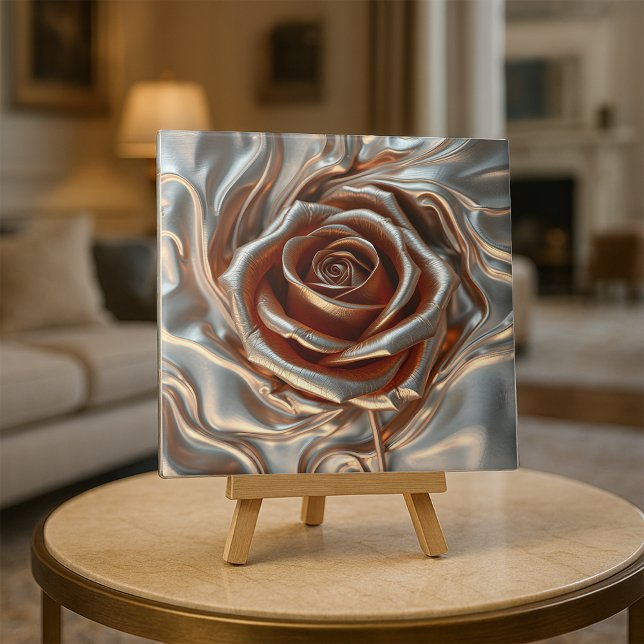 Molten Liquid Metallic Copper Silver Gold Rose  Ceramic Tile (Creator Uploaded)