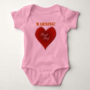 Molten Metal Warning Heart Thief Design Baby Bodysuit