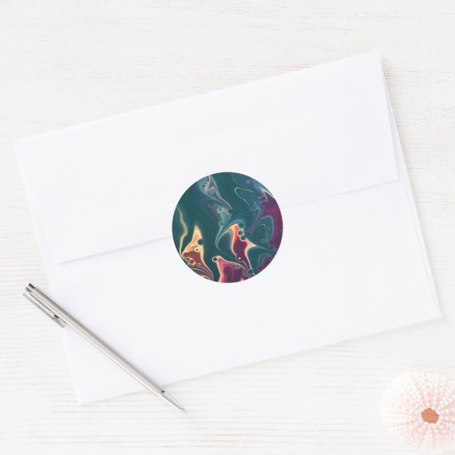 Molten Waves in Midnight Motion Classic Round Sticker (Envelope)