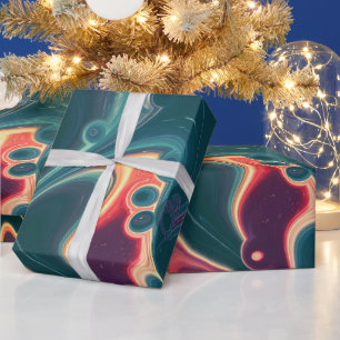 Molten Waves in Midnight Motion Wrapping Paper