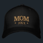 MOM 20XX embroidered baseball cap gold / white<br><div class="desc">Embroidered Hats: Classic golden / white fashion baseball cap with text "MOM" and custom year 20XX for fresh moms,  mothers day,  grandma birthday / family hats</div>