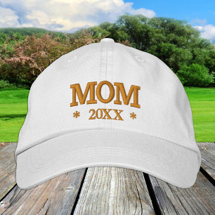 MOM 20XX embroidered baseball cap gold / white
