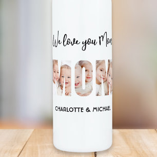 Mom 3 Photos Cutout Letters 710 Ml Water Bottle