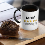 Mom 5 Star Review | Best Mom Ever Mug<br><div class="desc">Looking for a unique gift to celebrate your amazing mom? Our funny mother mug features a bold 'mom' inscription and is customized with your child's name. With a perfect 5-star review, one satisfied customer raved, 'Amazing, kind, best mom ever, would highly recommend her.' Order this adorable mug today and let...</div>