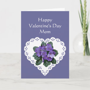 Mom African Violet Flower Valentine Poem Holiday Card