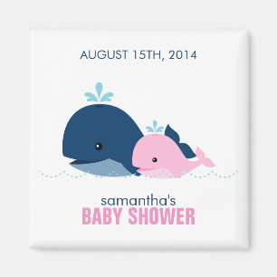 Mom and Baby Whale Baby Shower {pink} Magnet