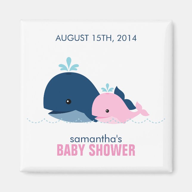 Mom and Baby Whale Baby Shower {pink} Magnet (Front)