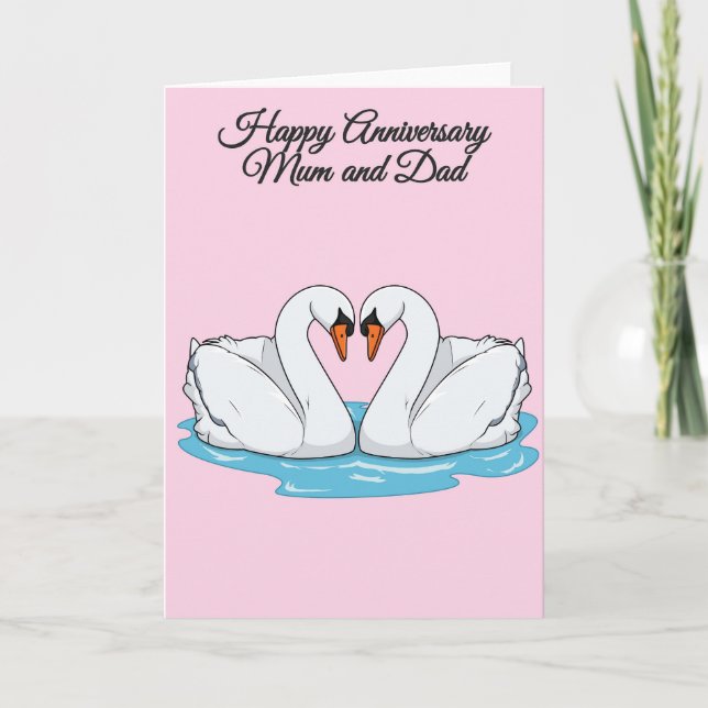 Mom and Dad Swans Anniversary Card (Front)