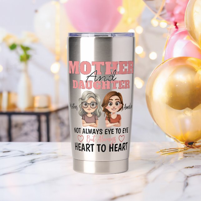 Mom And Daughter Hearts Connected Across Miles Insulated Tumbler (Bachelor Party (Rotated))