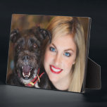 mom And Dog Pet Custom Photo  Plaque<br><div class="desc">Design your own photo plaque. Easily replace this sample photo with your photo with your own character and beloved subjects. This sample of a woman and her beloved pet.</div>