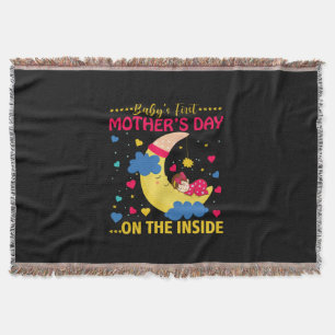 Mom Art First Mother's Day On The Inside Throw Blanket