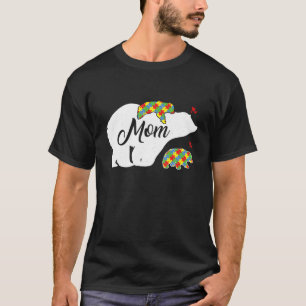 Mom Autism Awareness Puzzle Bear Mom Autism T-Shirt