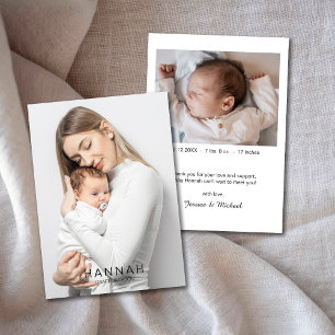Mom & Bab Photo Baby Stats Birth Announcement Card