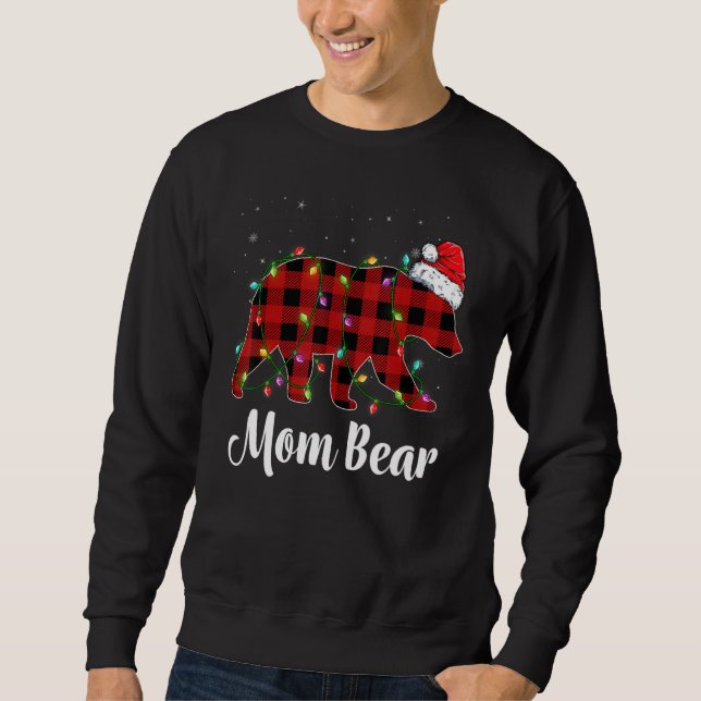 Mom Bear Buffalo Red Plaid Matching Family Christm Sweatshirt (Front)