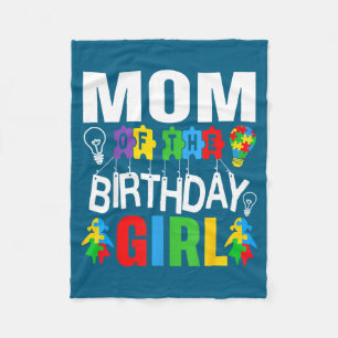 Mom Birthday Girl Autism Artwork Fleece Blanket