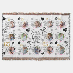 Mom Birthday Photo Collage Keepsake Typography Throw Blanket