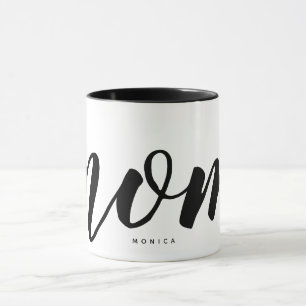 Mom Black and White Minimalist Typography Mug