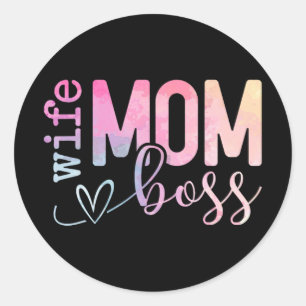 Mom Boss Funny Mothers Day  Classic Round Sticker