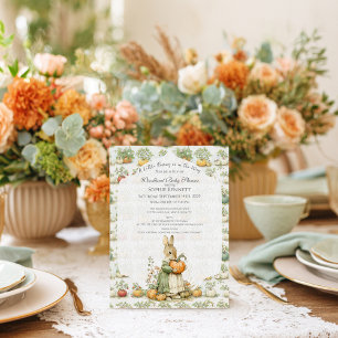 Mom Bunny and pumpkin Baby Shower Invitation