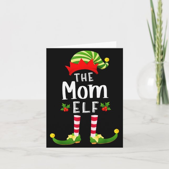 Mom Christmas Elf Matching Pajama X-mas Party  Card (Front)