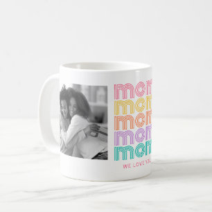 Mom   Colorful Bright Disco Style Text and Photos Coffee Mug
