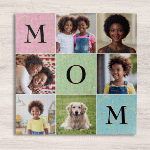 Mom Custom Photo Collage 6 Pictures Square Jigsaw Puzzle