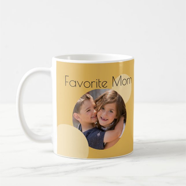 Mom Custom Photos Yellow Dots Coffee Mug (Left)