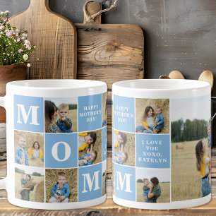 MOM Cute Custom 8 Photo Collage Mother's Day Coffee Mug