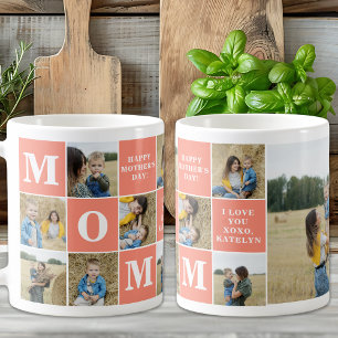 MOM Cute Custom Mother's Day 8 Photo Collage Coffee Mug