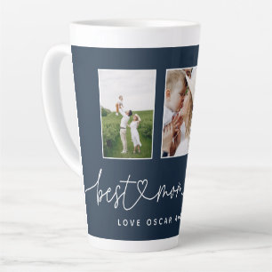 Mom cute modern script multi photo gift latte mug