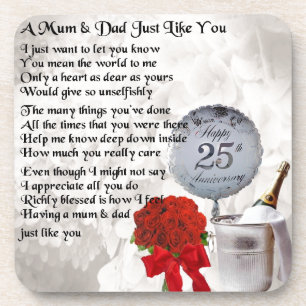 Mom & Dad Poem - 25th Wedding Anniversary Coaster