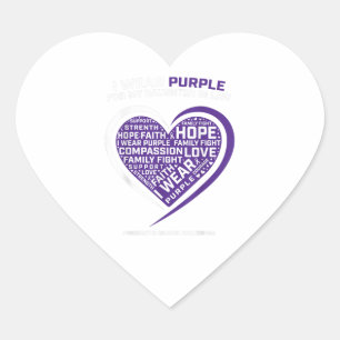 Mom Dad Purple Daughter In Law Pancreatic Cancer Heart Sticker