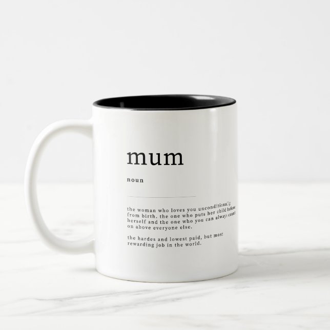 Mom Definition Meaning Dictionary Art Decor Two-To Two-Tone Coffee Mug (Left)