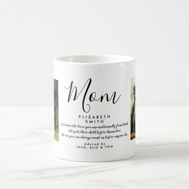 Mom Elegant Script Quote Photo Coffee Mug (Center)