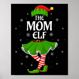 Mom Elf Christmas Family Girls Women Elf Squad Xma Poster