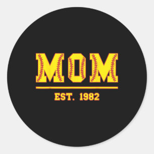 Mom Est. 1982 Funny Sports Year Established Mother Classic Round Sticker