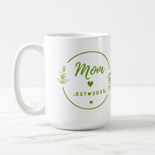 Mom Est . 2025 T-Shirt-New Mom Gift- Mother Shirt Coffee Mug (Left)