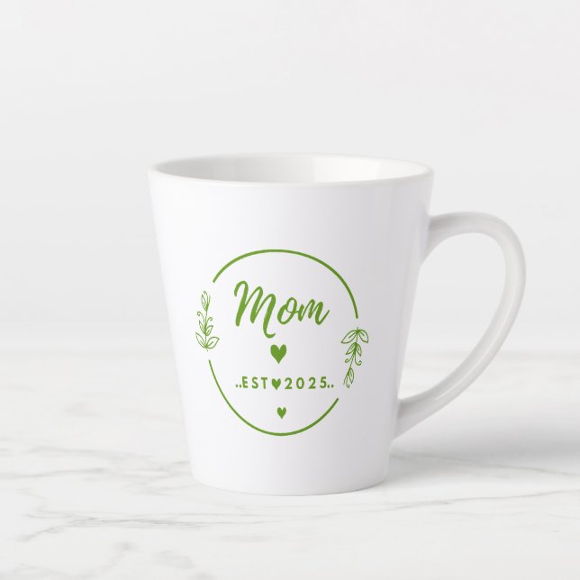 Mom Est . 2025 T-Shirt-New Mom Gift- Mother Shirt Latte Mug (Right)