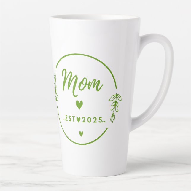 Mom Est . 2025 T-Shirt-New Mom Gift- Mother Shirt Latte Mug (Right)