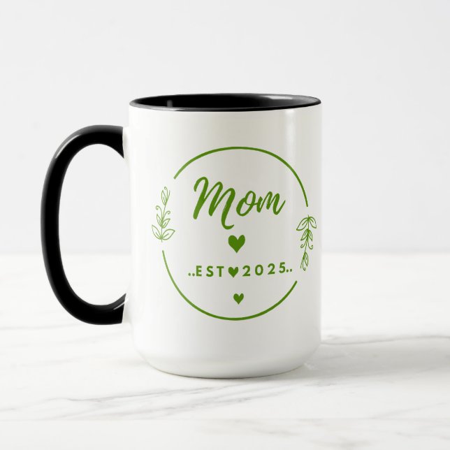 Mom Est . 2025 T-Shirt-New Mom Gift- Mother Shirt Mug (Left)