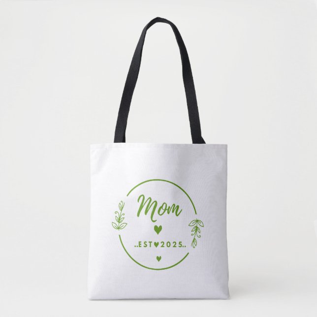 Mom Est . 2025 T-Shirt-New Mom Gift- Mother Shirt Tote Bag (Front)
