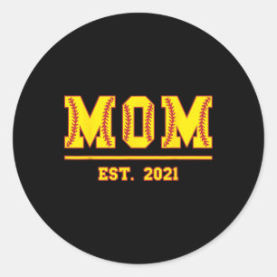Mom Est. Funny Sports Year Established Mother Retr Classic Round Sticker