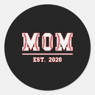Mom Est. Funny Sports Year Established Mother Retr Classic Round Sticker