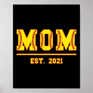 Mom Est. Funny Sports Year Established Mother Retr Poster