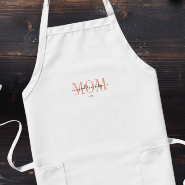  ‘MOM, EST.’ Personalised, Proud MOM´S Long Apron (‘MOM, EST.’ Personalized, Proud MOM´S Long Apron)