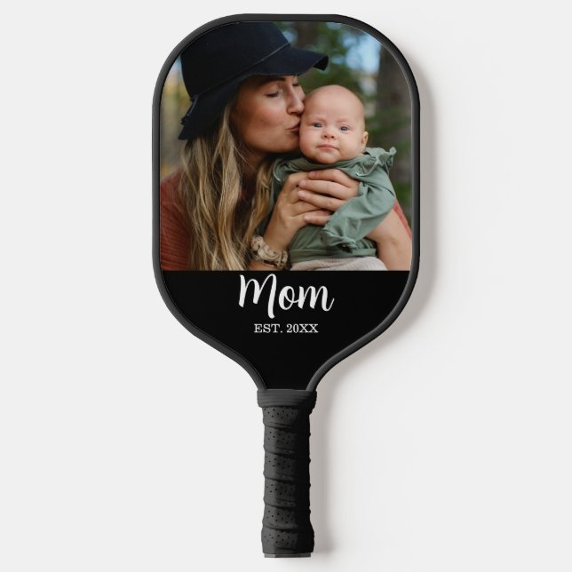 Mom Est. Script Photo  Pickleball Paddle (Front)