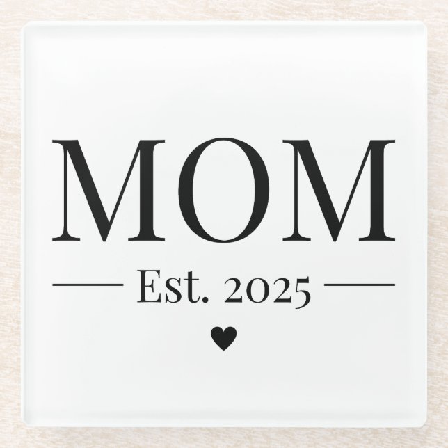 Mom Established 2025 Glass Coaster (Front)