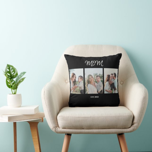 Mom Established, 3-Photo Throw Pillow (Chair)
